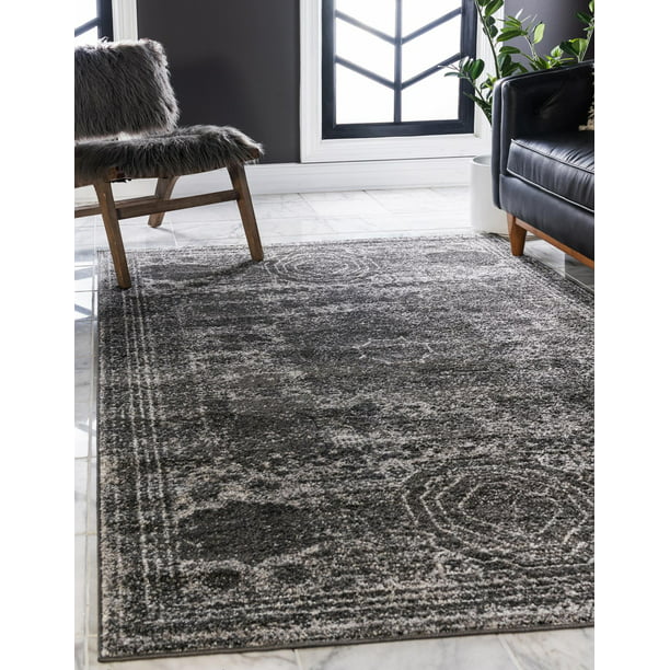 Kitchens Rugs.com Dover Collection Rug – 4' x 6' Dark Gray Low-Pile Rug Perfect for Entryways Accent Pieces Breakfast Nooks